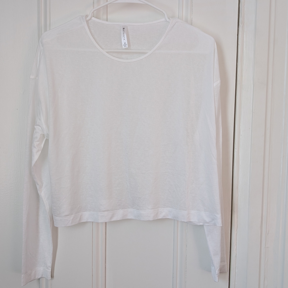 Athleta White Long Sleeve Women's Tee